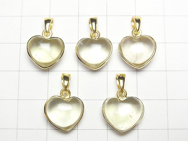 [Video]Libyan Desert Glass Heart Pendant 12x13mm 18KGP 1pc