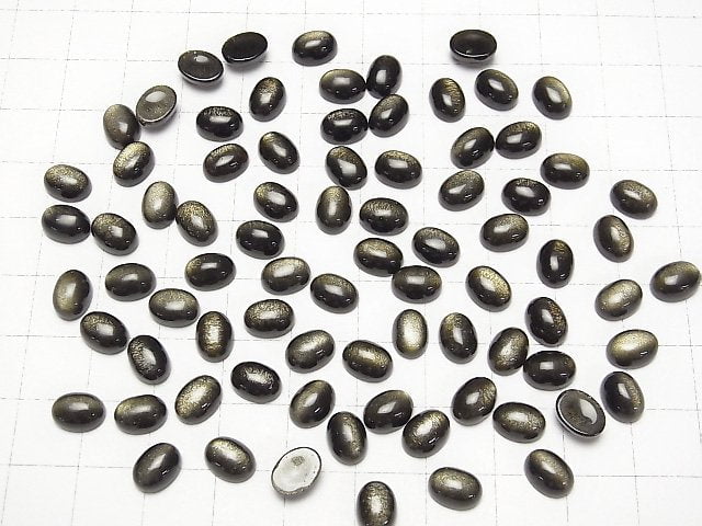 [Video] Golden Obsidian AAA Oval Cabochon 8x6mm 5pcs