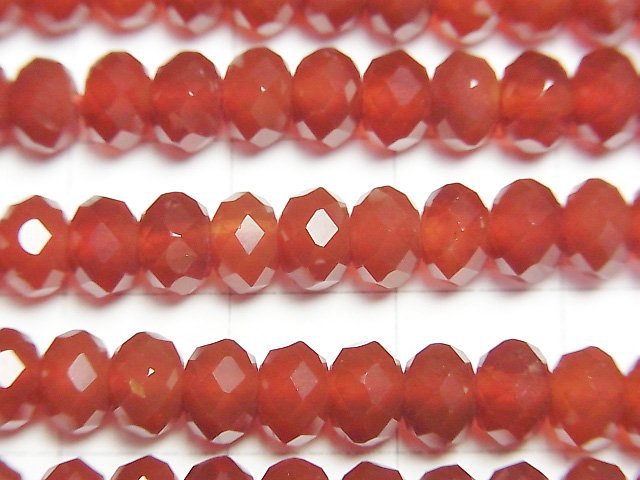 [Video] High Quality! Red Agate AAA Faceted Button Roundel 6x6x4mm half or 1strand beads (aprx.15inch/37cm)