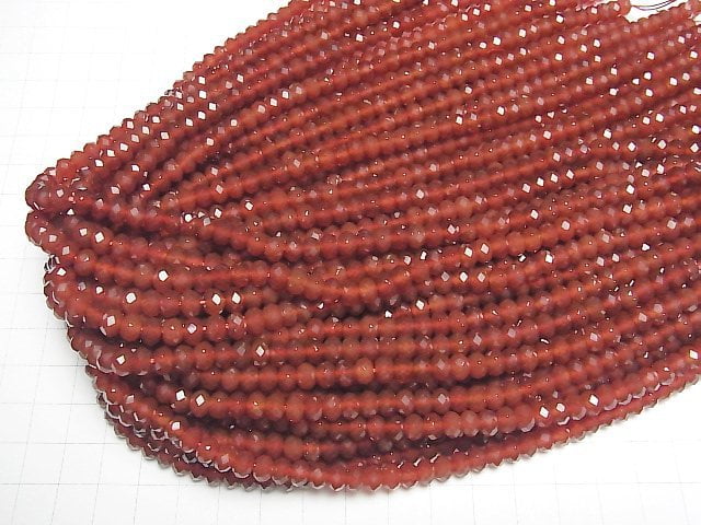 [Video] High Quality! Red Agate AAA Faceted Button Roundel 6x6x4mm half or 1strand beads (aprx.15inch/37cm)