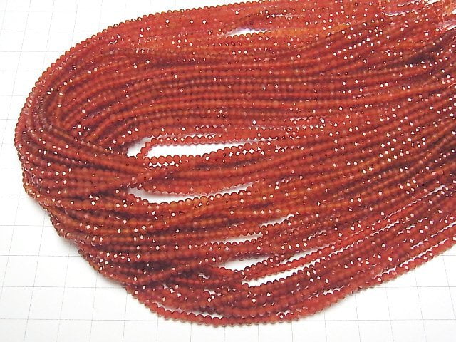 [Video]High Quality! Red Agate AAA Faceted Button Roundel 3x3x2.5mm 1strand beads (aprx.15inch/37cm)