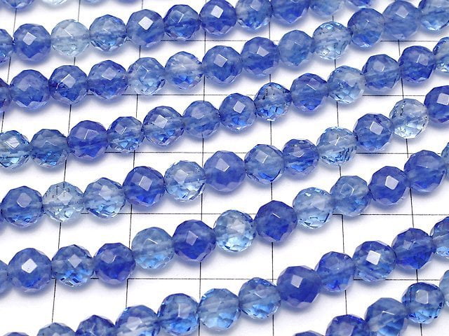 High Quality!  Blueberry Quartz Glass  64Faceted Round 6mm 1strand beads (aprx.15inch/37cm)