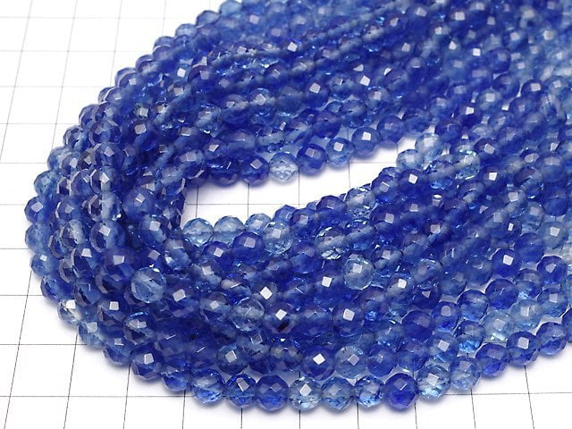 High Quality!  Blueberry Quartz Glass  64Faceted Round 6mm 1strand beads (aprx.15inch/37cm)