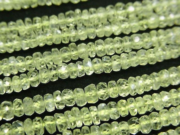 [Video]High Quality! Chrysoberyl AAA Faceted Button Rondelle 1/4 or 1strand beads (aprx.15inch/38cm)