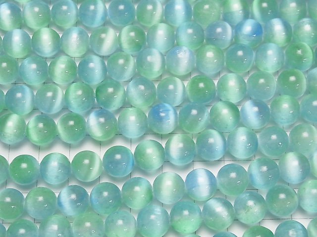[Video]Selenite (Gypsum) Round 10mm [Blue x Green] half or 1strand beads (aprx.15inch/37cm)