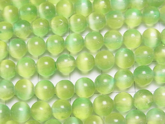 [Video]Selenite (Gypsum) Round 6mm [Green x Yellow] 1strand beads (aprx.15inch/37cm)