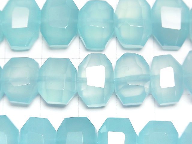 [Video] Sea Blue Chalcedony AAA Faceted Nugget 1/4 or 1strand beads (aprx.15inch/36cm)