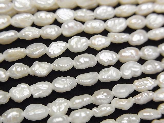 [Video] Fresh Water Pearl Keshi Pearl AA+ Baroque 4.5-5mm White 1-strand beads (approx. 15inch/36cm)
