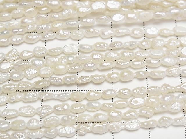 [Video] Fresh Water Pearl Keshi Pearl AA+ Baroque 4.5-5mm White 1-strand beads (approx. 15inch/36cm)