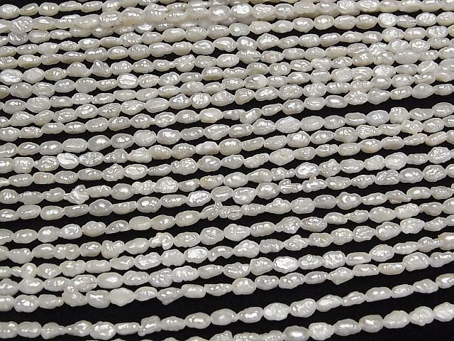 [Video] Fresh Water Pearl Keshi Pearl AA+ Baroque 4.5-5mm White 1-strand beads (approx. 15inch/36cm)