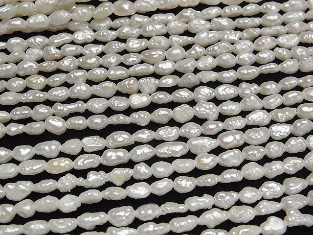 [Video]Fresh Water Pearl Keshi Pearl AA+ Baroque 5-7mm White 1strand beads (aprx.15inch/38cm)