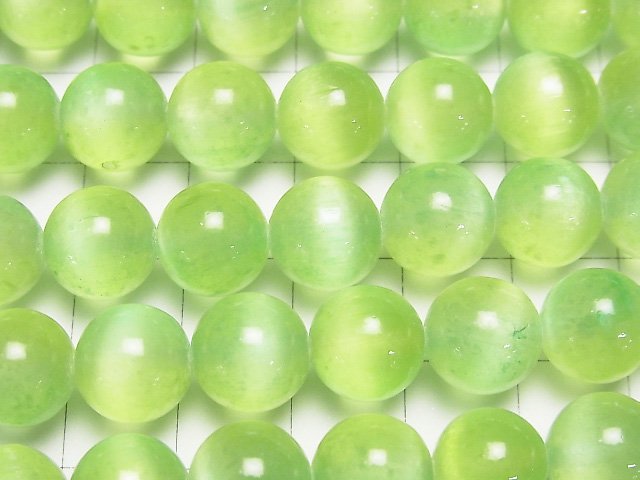 [Video]Selenite (Gypsum) Round 10mm [Green x Yellow] half or 1strand beads (aprx.15inch/37cm)