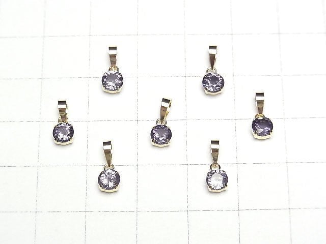 [Video] [Japan] High Quality Violet Spinel AAA Round Faceted 4x4mm Pendant [18K Yellow Gold] 1pc