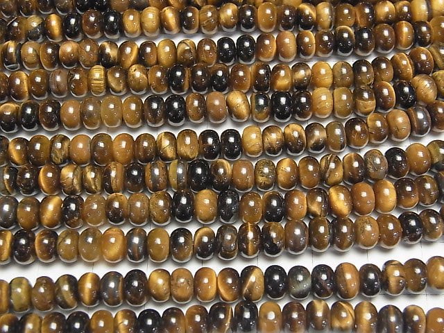 [Video] Yellow Tiger's Eye AA++ Roundel 6x6x4mm 1strand beads (aprx.15inch/37cm)