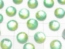 [Video] White Shell x Crystal AAA Round Faceted Cabochon 8x8mm [Green Yellow] 3pcs