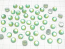 [Video] White Shell x Crystal AAA Round Faceted Cabochon 8x8mm [Green Yellow] 3pcs