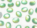 [Video] White Shell x Crystal AAA Oval Faceted Cabochon 8x6mm [Green Yellow] 2pcs