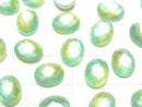 [Video] White Shell x Crystal AAA Oval Faceted Cabochon 10x8mm [Green Yellow] 2pcs