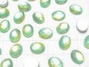 [Video] White Shell x Crystal AAA Oval Faceted Cabochon 10x8mm [Green Yellow] 2pcs