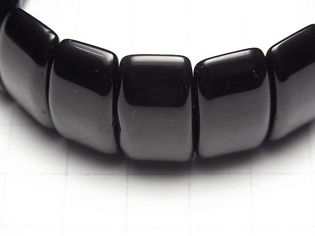 [Video] Mexican Black Obsidian AAA 2 Hole Rectangle 25x12x7mm Bracelet