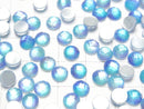 [Video] White Shell x Crystal AAA Round Faceted Cabochon 6x6mm [Light Blue] 3pcs