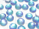 [Video] White Shell x Crystal AAA Round Faceted Cabochon 10x10mm [Light Blue] 2pcs