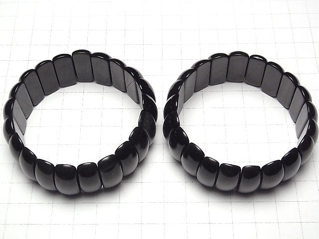 [Video] Mexico Black Obsidian AAA 2 Hole Oval 24x10x7mm Bracelet