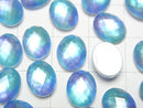 [Video] White Shell x Crystal AAA Oval Faceted Cabochon 10x8mm [Light Blue] 2pcs