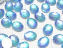 [Video] White Shell x Crystal AAA Oval Faceted Cabochon 10x8mm [Light Blue] 2pcs