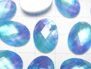 [Video] White Shell x Crystal AAA Oval Faceted Cabochon 18x13mm [Light Blue] 2pcs