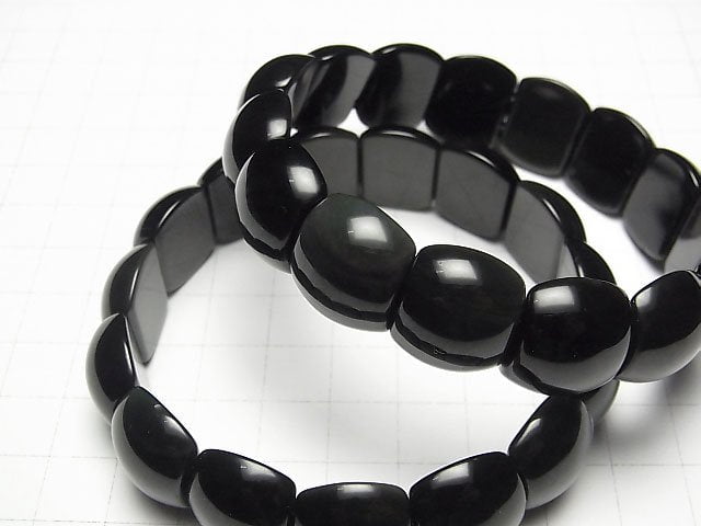 [Video] Mexico Black Obsidian AAA 2 Hole Oval 18x15x8mm Bracelet