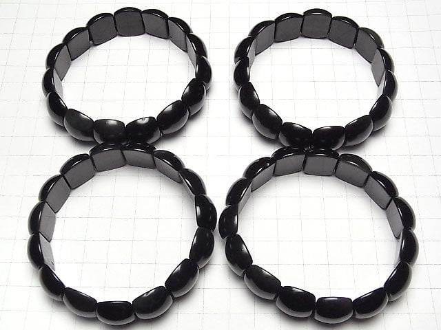 [Video] Mexico Black Obsidian AAA 2 Hole Oval 18x15x8mm Bracelet