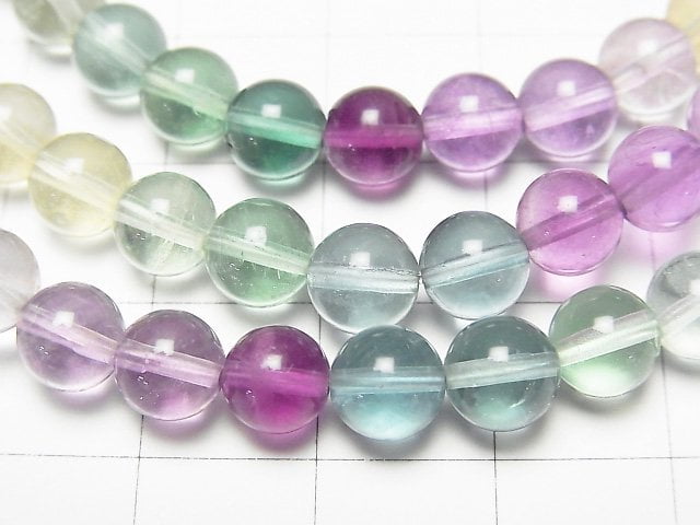 [Video] Multicolor Fluorite AAA Round 6mm Color Gradation Bracelet