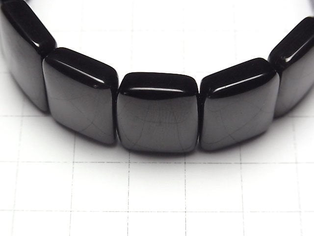 [Video] Mexican Black Obsidian AAA 2 Hole Rectangle 20x15x7mm Bracelet