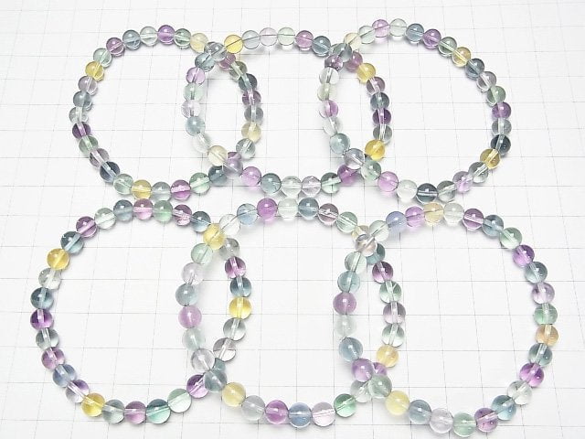 [Video] Multicolor Fluorite AAA Round 6mm Bracelet