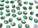[Video] White Shell x Crystal AAA Oval Faceted Cabochon 8x6mm [Green Purple] 2pcs