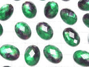 [Video] White Shell x Crystal AAA Oval Faceted Cabochon 18x13mm [Green Purple] 2pcs