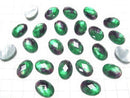 [Video] White Shell x Crystal AAA Oval Faceted Cabochon 18x13mm [Green Purple] 2pcs