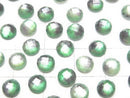 [Video] White Shell x Crystal AAA Round Faceted Cabochon 6x6mm [Light Green Purple] 3pcs