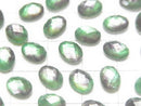 [Video] White Shell x Crystal AAA Oval Faceted Cabochon 8x6mm [Light Green Purple] 2pcs