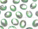 [Video] White Shell x Crystal AAA Oval Faceted Cabochon 10x8mm [Light Green Purple] 2pcs
