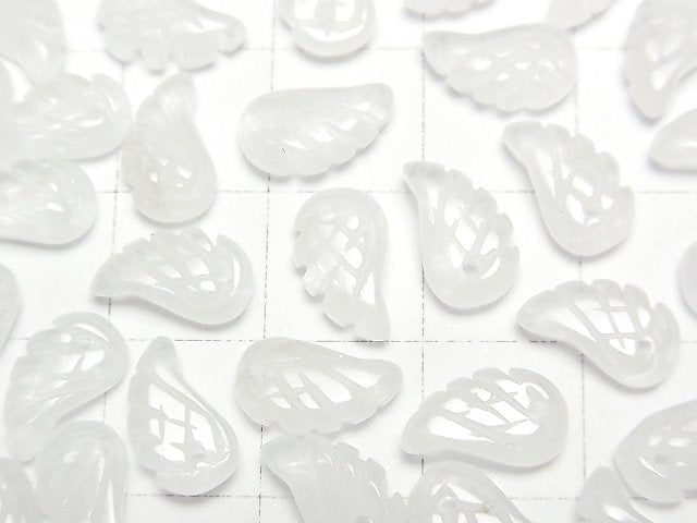 White Jade Angel Wing 10x6mm 3pcs