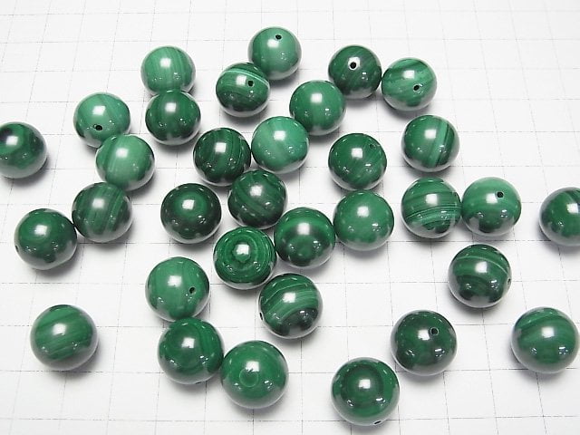 [Video] Malachite AAA Half Drilled Hole Round 12mm 3pcs