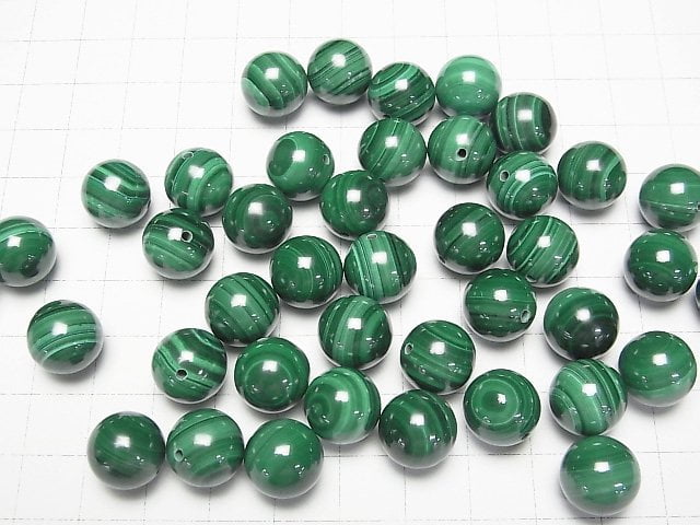 [Video] Malachite AAA Half Drilled Hole Round 14mm 2pcs