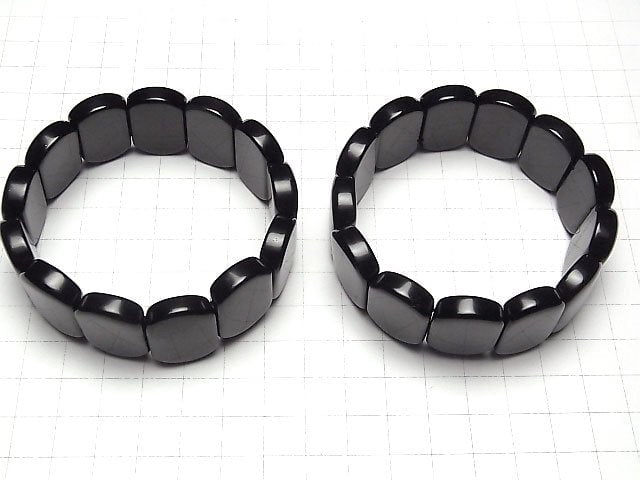 [Video] Mexico Black Obsidian AAA 2 Hole Oval 25x17x7mm Bracelet