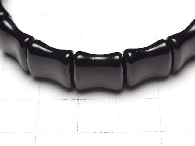 [Video] Mexican Black Obsidian AAA 2 Hole Bamboo 13x12x6mm Bracelet