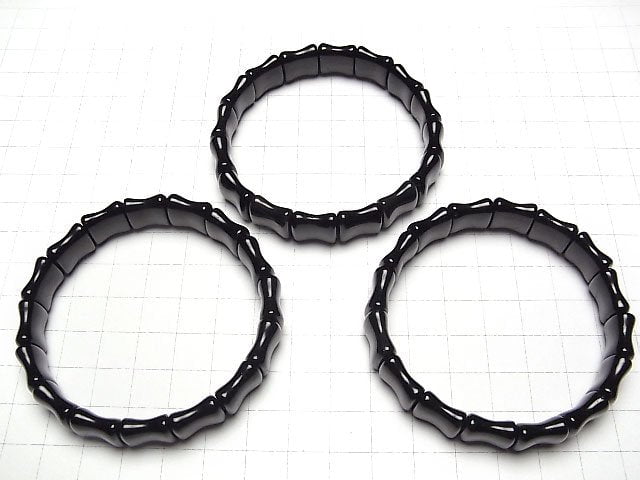 [Video] Mexican Black Obsidian AAA 2 Hole Bamboo 13x12x6mm Bracelet