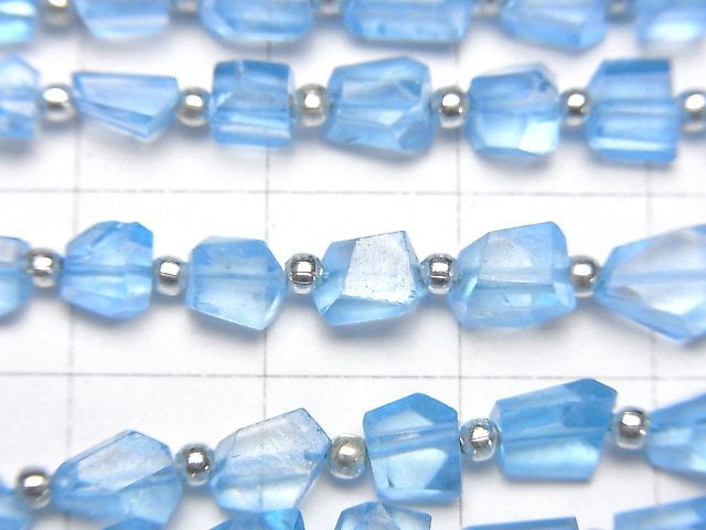 [Video]High Quality Sky Blue color Topaz AAA- Faceted Nugget 1strand beads (aprx.7inch/18cm)