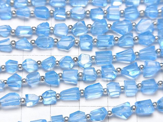 [Video]High Quality Sky Blue color Topaz AAA- Faceted Nugget 1strand beads (aprx.7inch/18cm)