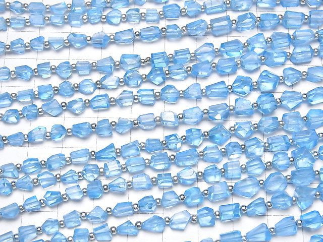 [Video]High Quality Sky Blue color Topaz AAA- Faceted Nugget 1strand beads (aprx.7inch/18cm)